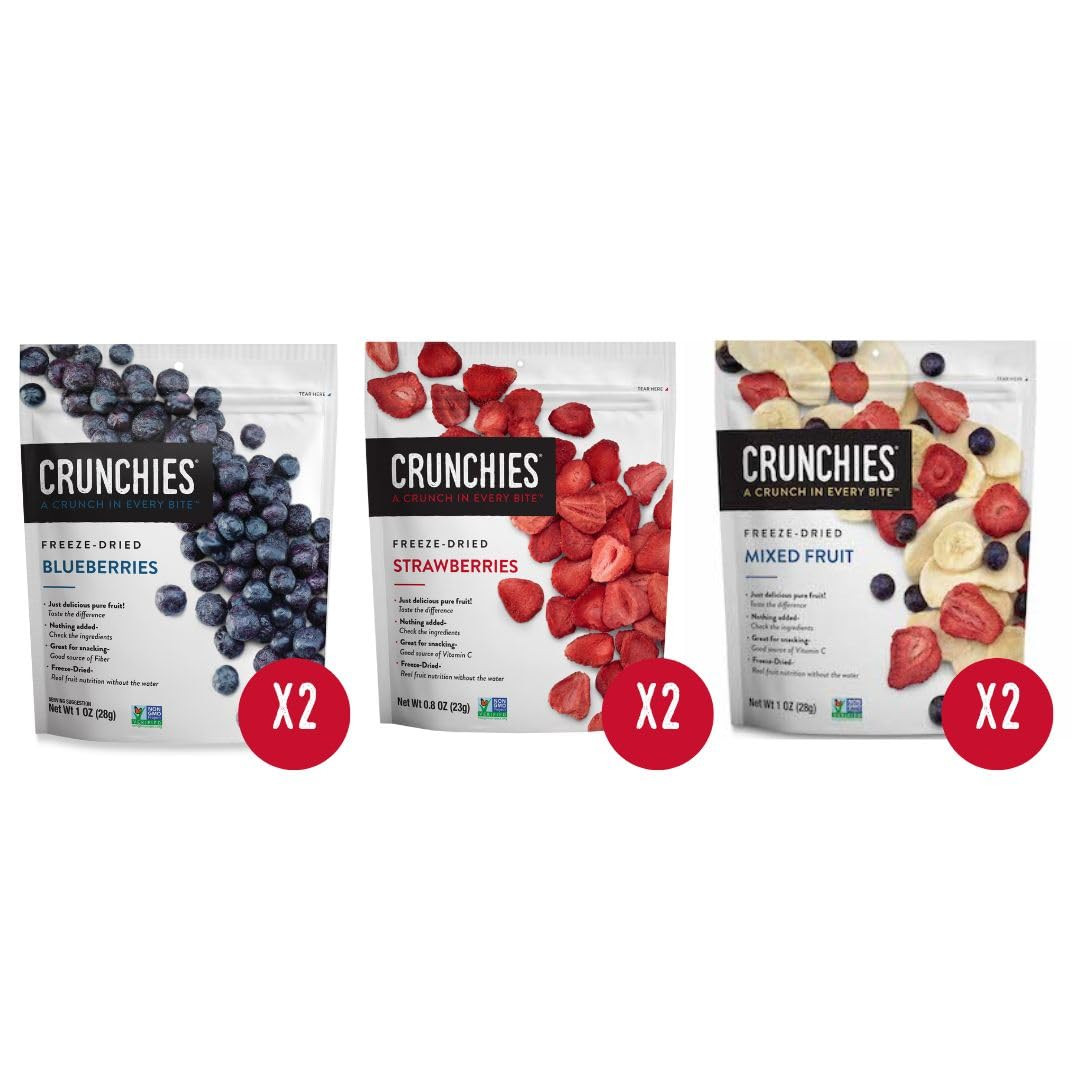 Crunchies Freeze-Dried Fruits, 100% All Natural Crispy Fruit, Non GMO and Kosher, Resealable Free... | Amazon (US)