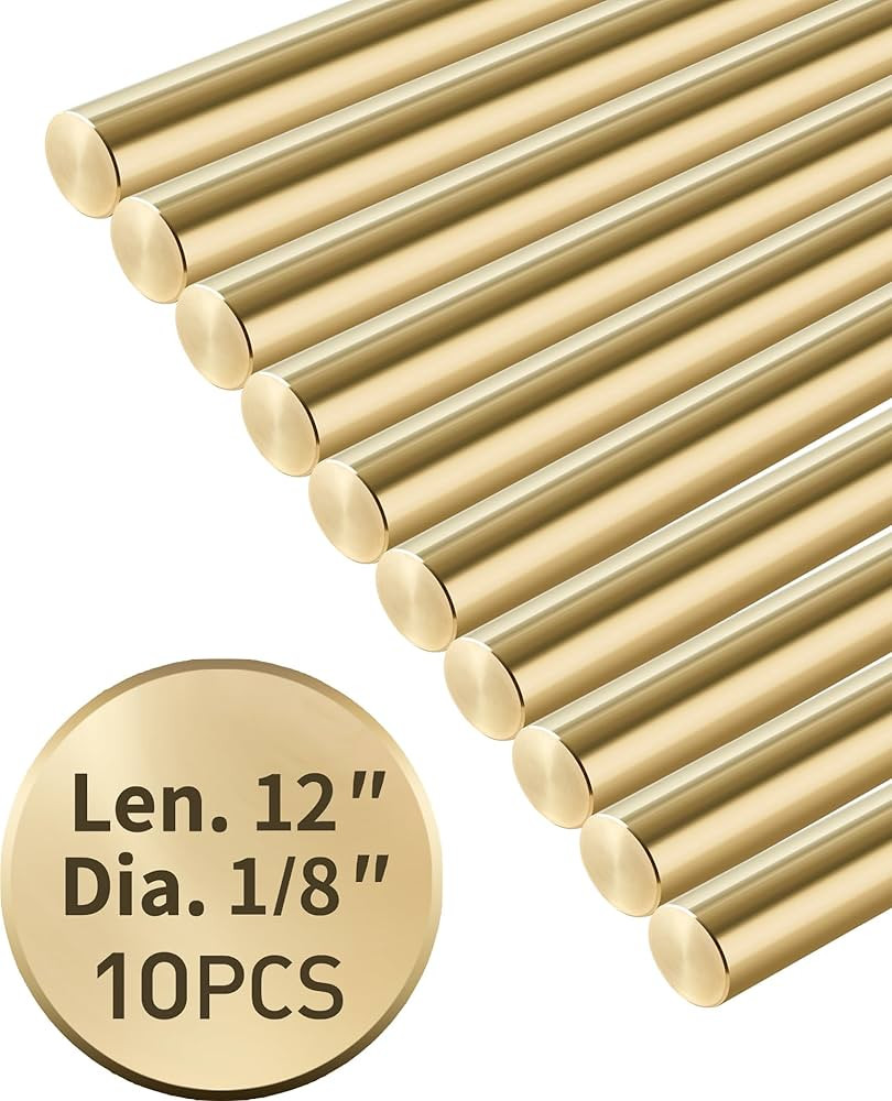 1/8 inch Brass Rods 1/8 x 12 in, 10 Pcs for Knife Making Knife Handles Pins Stock Knife Scale Sol... | Amazon (US)