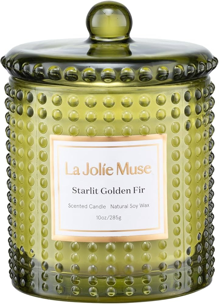 LA JOLIE MUSE Christmas Candle, Starlit Golden Fir Candle - Cedarwood, Patchouli, Fir Balsam | 10... | Amazon (US)