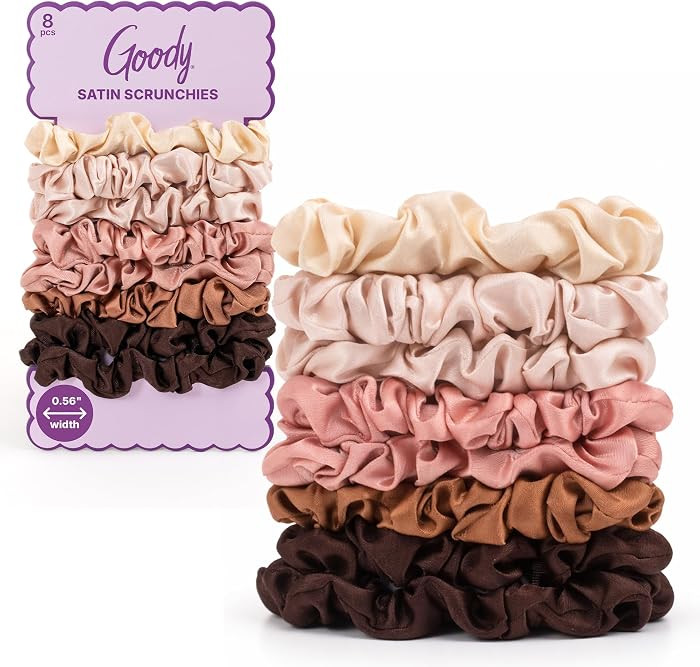 Goody Ouchless Skinny Satin Scrunchies, Frizz Fighting, No Damage Scrunchies, Gentle, Secure & Cr... | Amazon (US)