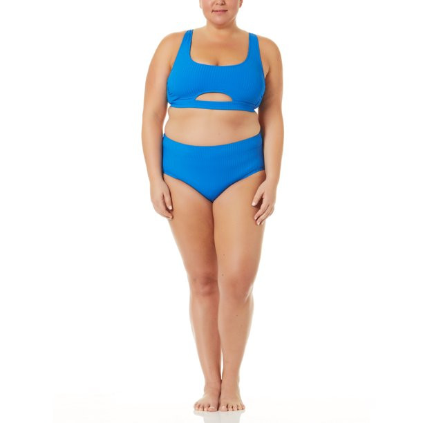Time and Tru Women's and Plus Cut Out Wide Rib Bikini Top | Walmart (US)