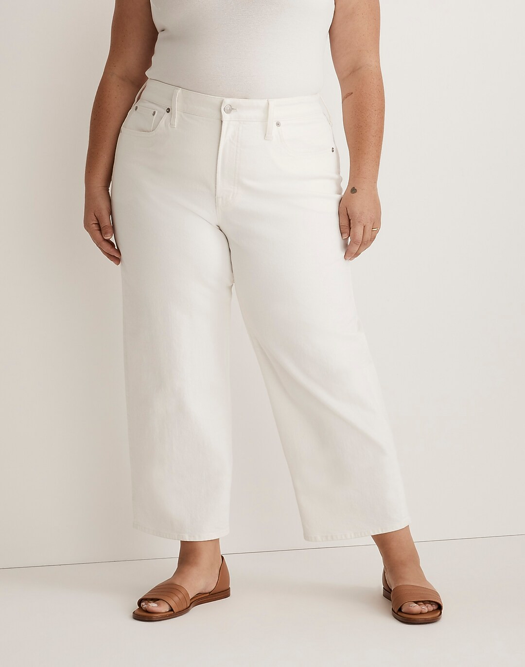The Plus Perfect Vintage Wide-Leg Crop Jean in Tile White | Madewell
