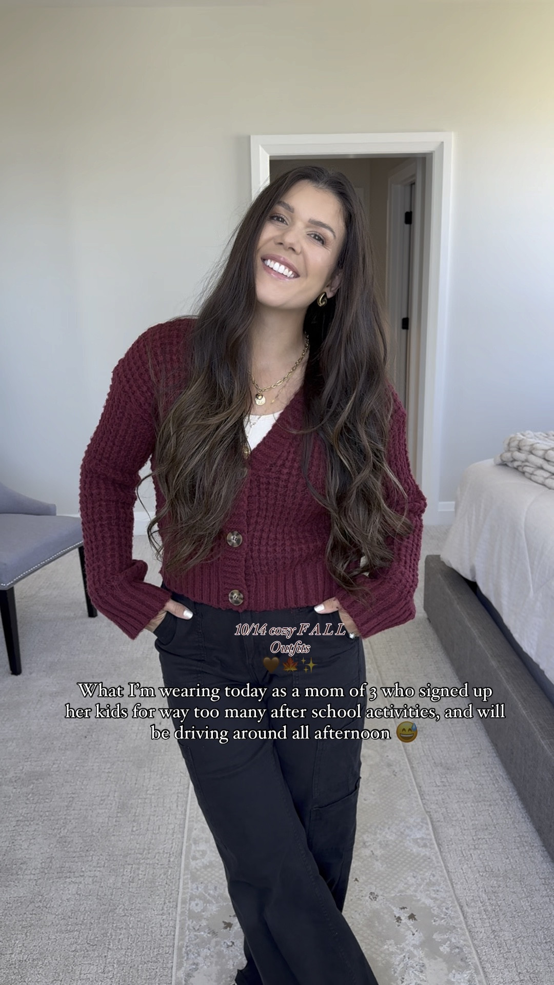 Tell me I’m not the only one who does this every spring and fall? 😅 ⚽️ 🏀  🤸  but I’m loving and soaking up this phase of life! ✨🤍 

This color is my favorite right now! Wearing this sweater on repeat! And it’s only $16 🤍

 @walmart coming in with the softest sweaters that can be used as a cardigan too 🤎 Comment SWEATER if you’d like outfit details ✨🔗 