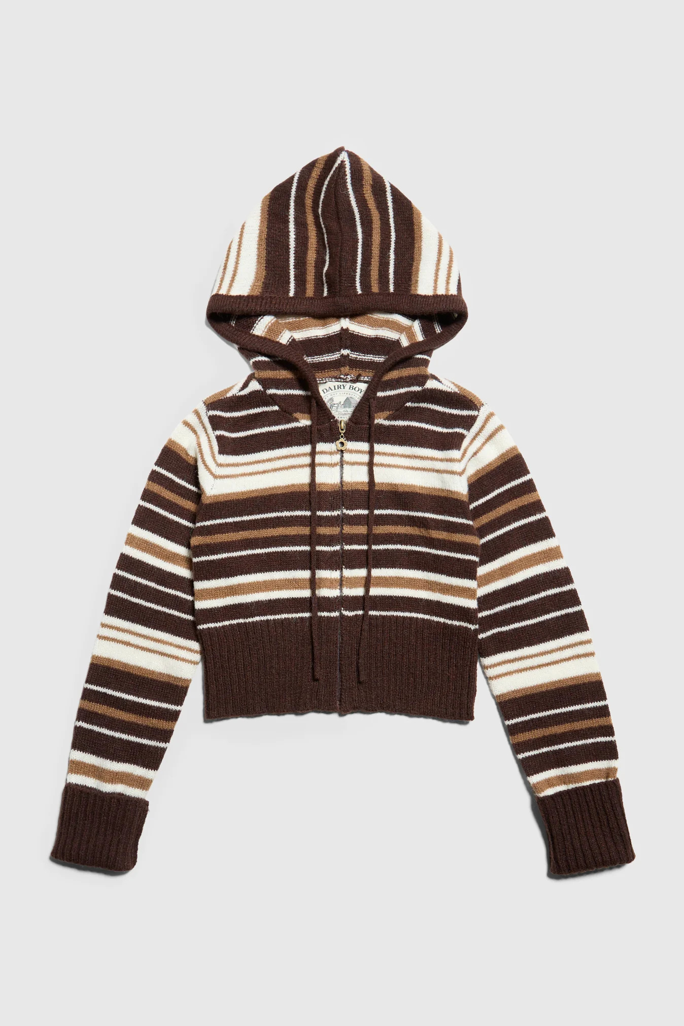 Surfside Striped Knit Zip Up - Sand Dune | Dairy Boy
