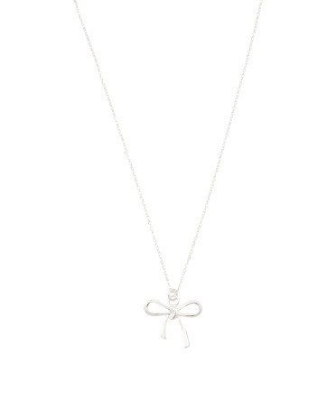 Made In Italy Sterling Silver Bow Pendant Necklace | TJ Maxx