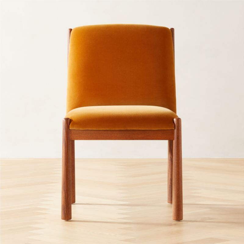 Paglia Modern Rust Orange Velvet Dining Chair | CB2 | CB2
