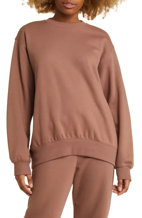 BP. Oversize Crewneck Sweatshirt in Brown Topaz at Nordstrom, Size Small | Nordstrom