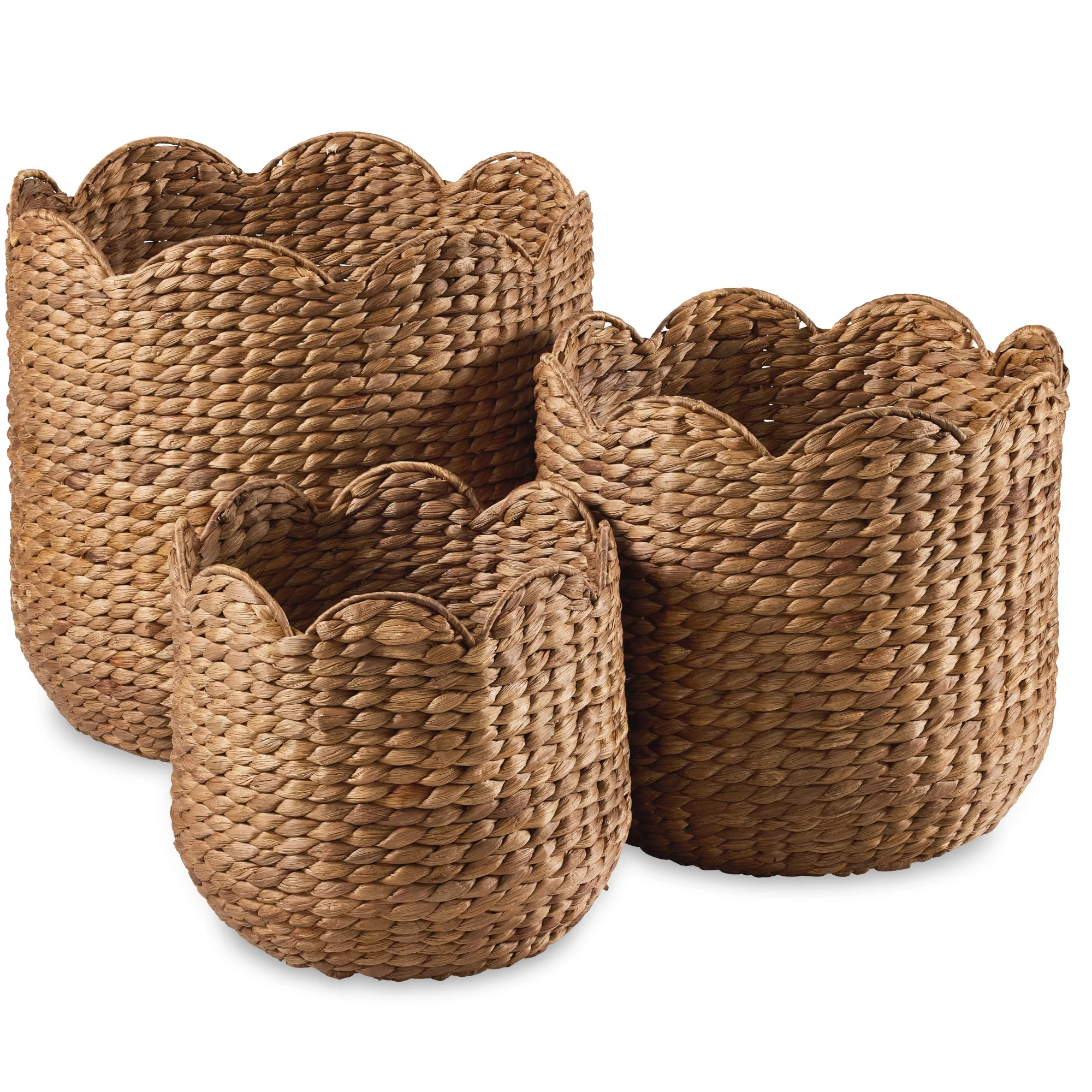 Best Choice Products Scalloped 3PC Water Hyacinth Nesting Baskets- Chestnut | Walmart (US)