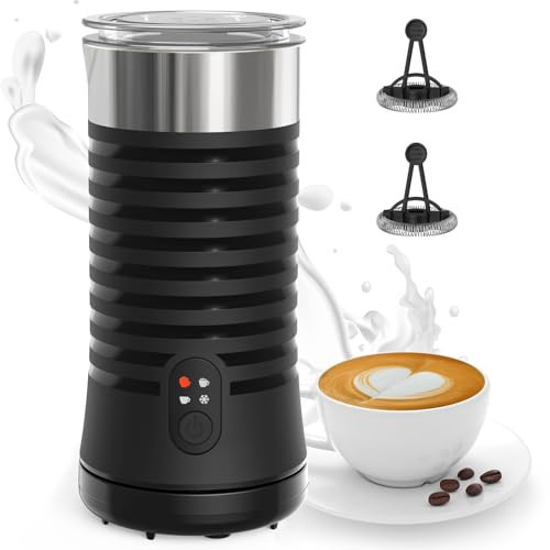 Milk Frother, 4-in-1 Milk Frother and Steamer, Non-Slip Stylish Design, Hot & Cold Milk Steamer with Temperature Control, Auto Shut-Off Frother for Coffee, Latte, Cappuccino, Macchiato (Black) | Amazon (US)