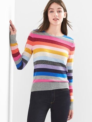 Gap Womens Crazy Stripe Crewneck Sweater Crazy Stripe Size L Tall | Gap US