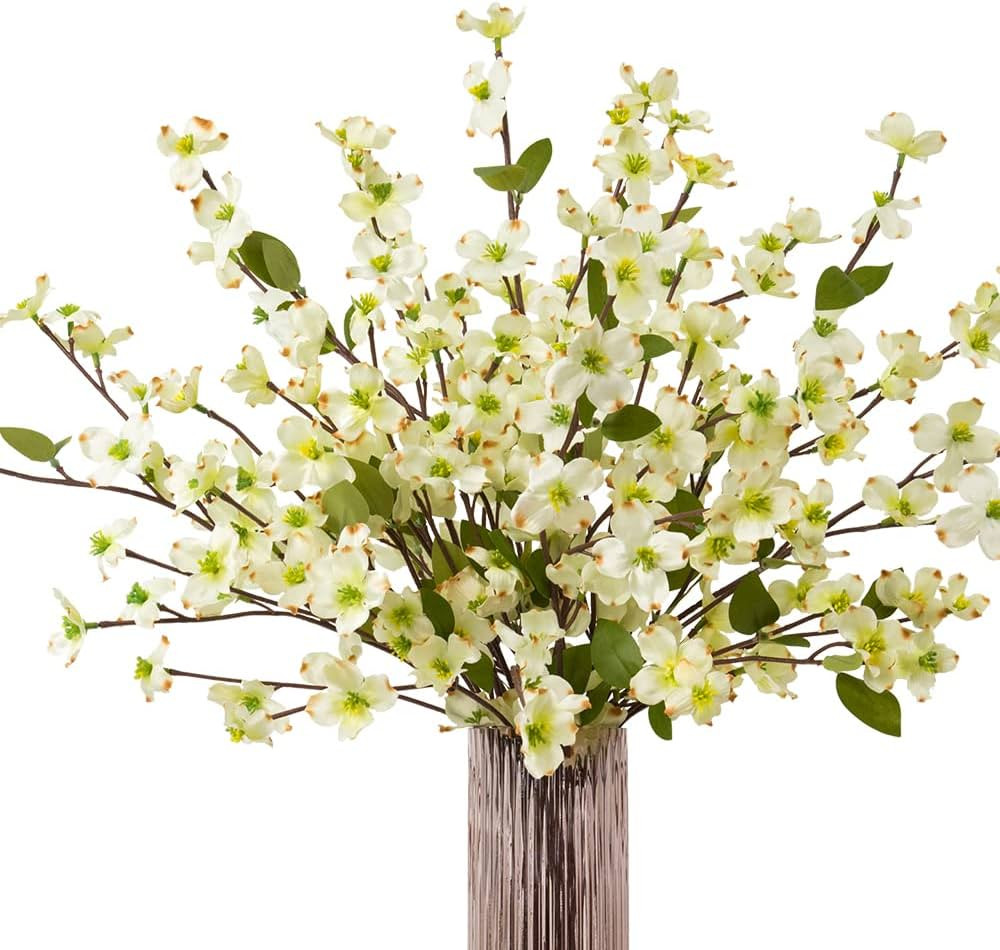 JARELING Artificial Flowers Blossom Stems Dogwood Silk Flowers Fake Cornus Bush for Home Decorati... | Amazon (CA)