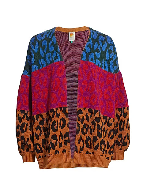 Striped Leopard-Pattern Cardigan | Saks Fifth Avenue