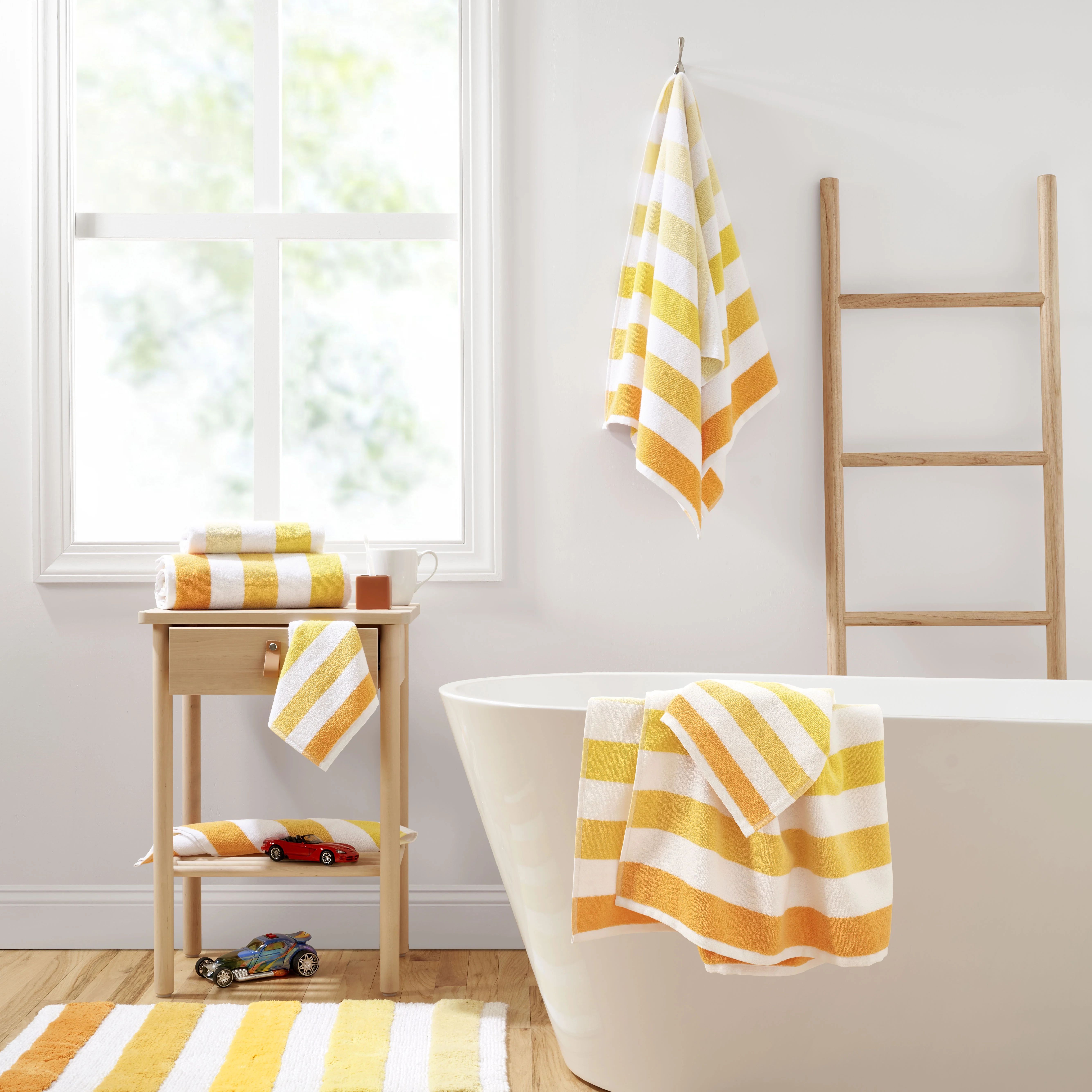 Gap Home Kids Ombre Stripe Organic Cotton 6 Piece Towel Set, Yellow | Walmart (US)