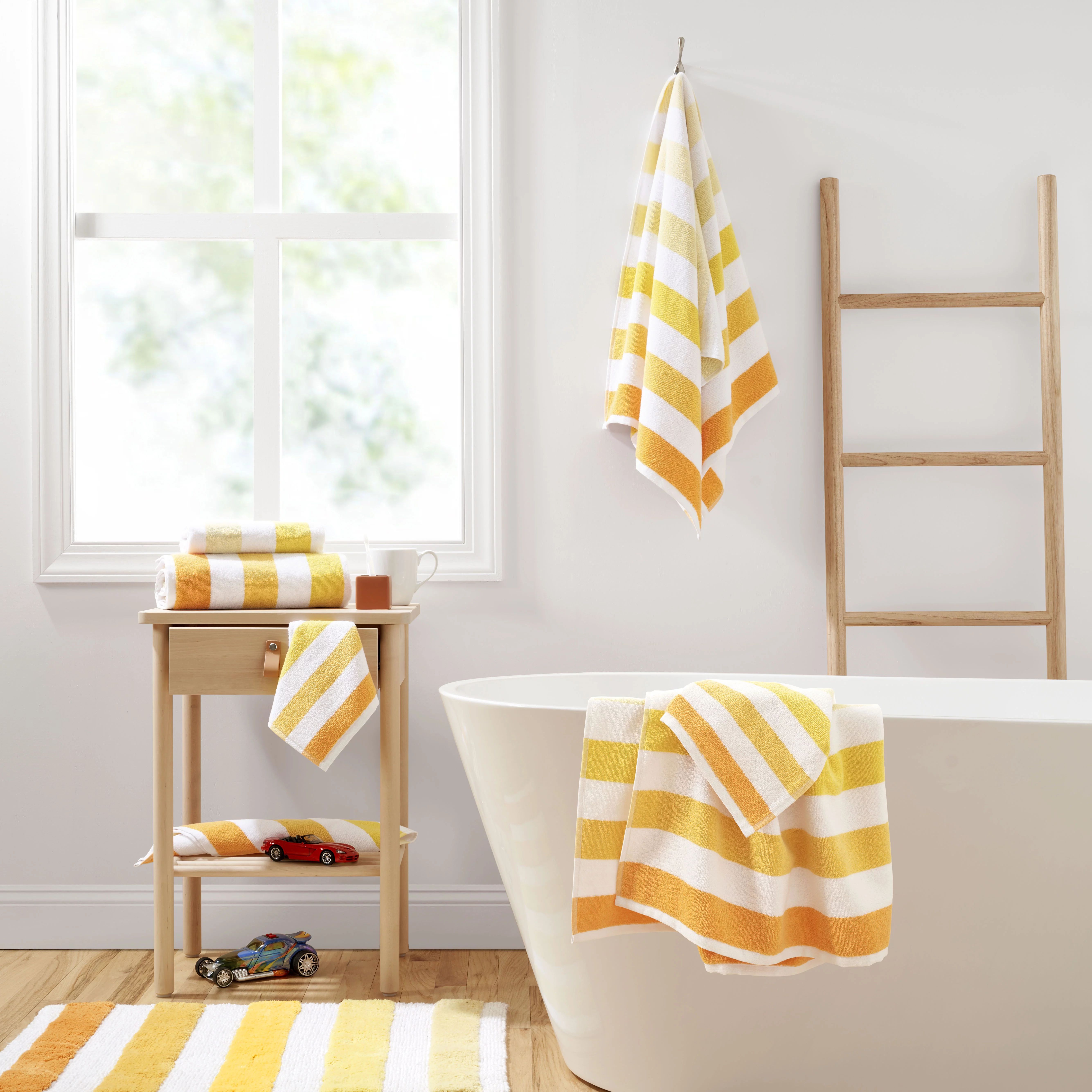 Gap Home Kids Ombre Stripe Organic Cotton 6 Piece Towel Set, Yellow - Walmart.com | Walmart (US)