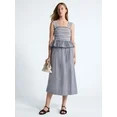 Free Assembly Women's and Women's Plus Striped Cotton Maxi Skirt with Smocked Waist, Sizes XS-4X | Walmart (US)
