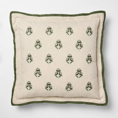 Square Embroidered Floral with Flange Natural/Green - Threshold™ Design with Studio McGee | Target