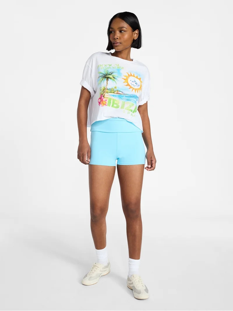 No Boundaries Foldover Shorts, 2.25" Inseam, Women's XXS-XXL | Walmart (US)