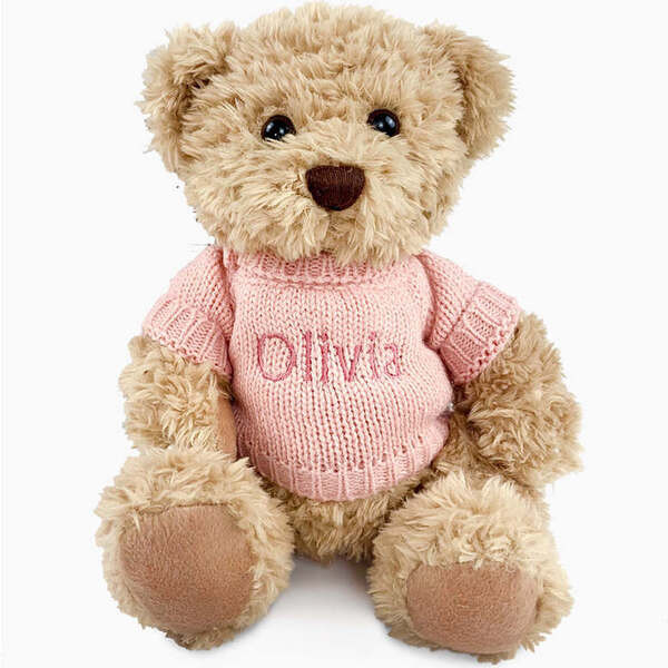 Personalized Bertie Bear, Pink | Maisonette