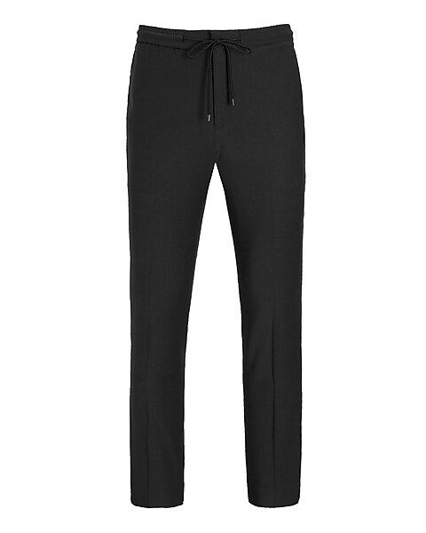 Extra Slim Solid Black Wool-blend Drawstring Modern Tech Dress Pant | Express