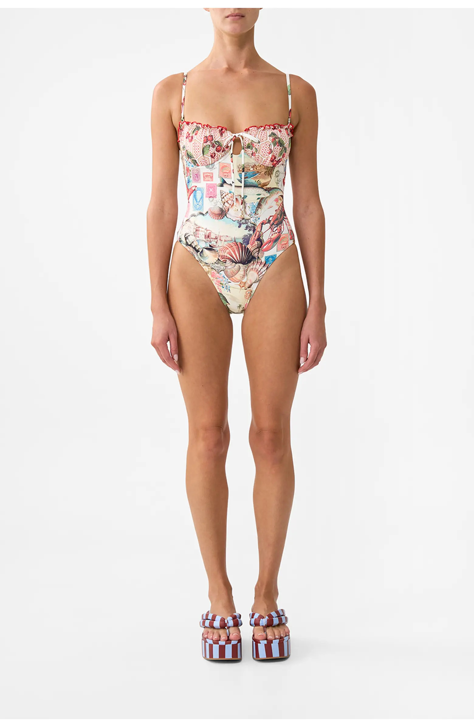 Ruched Cup Underwire One Piece W Tie Front Notes From The Road | Nordstrom