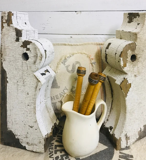 TWO Vintage Wood Chippy White Corbels/vintage Architectural | Etsy | Etsy (US)