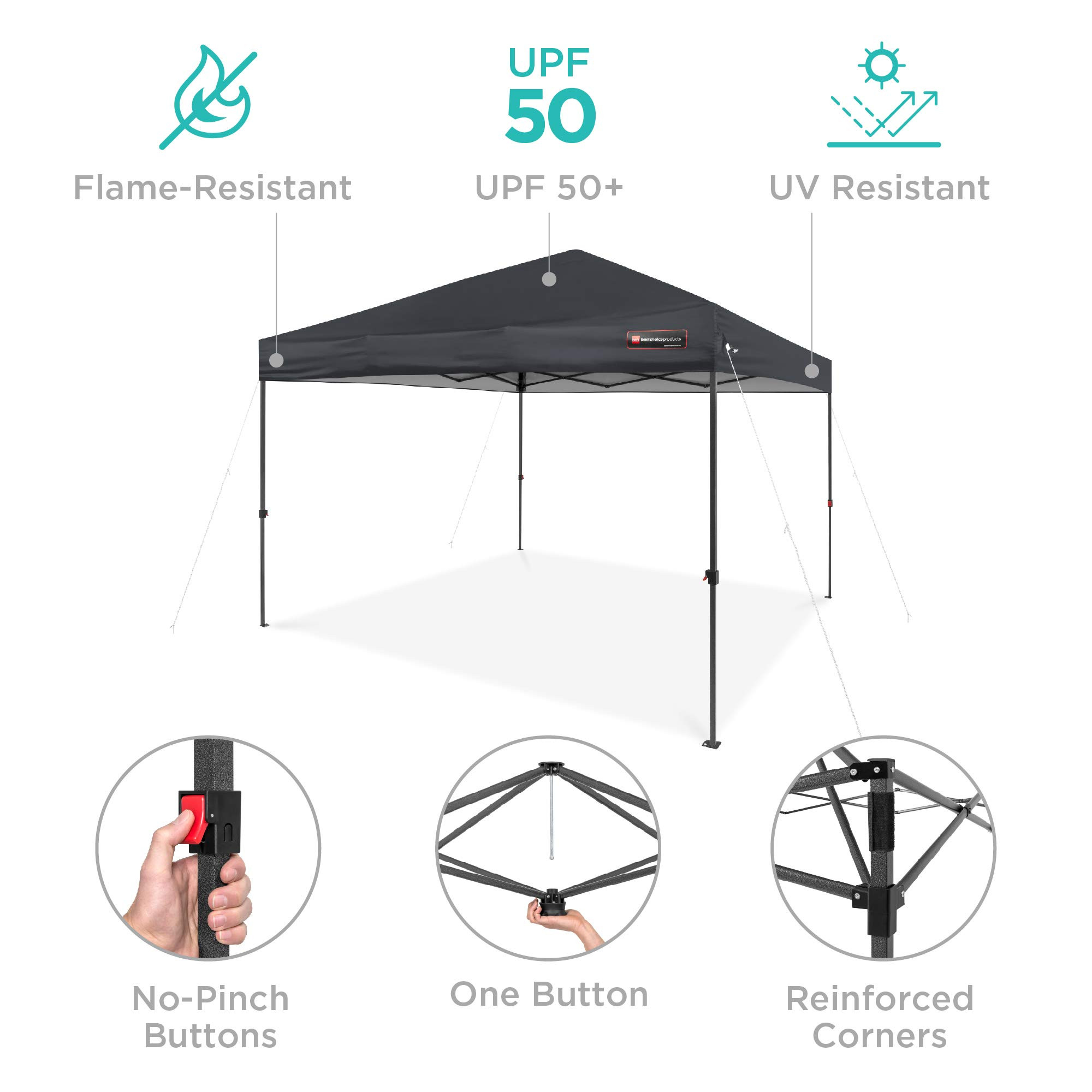 Best Choice Products 10x10ft 1-Person Setup Pop Up Canopy Tent Instant Portable Shelter w/ 1-Button  | Amazon (US)
