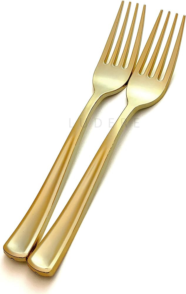 50 Piece Premium Gold Plastic Forks | Extra Heavy Duty with Bright Shiny Finish | Convenient and ... | Amazon (US)