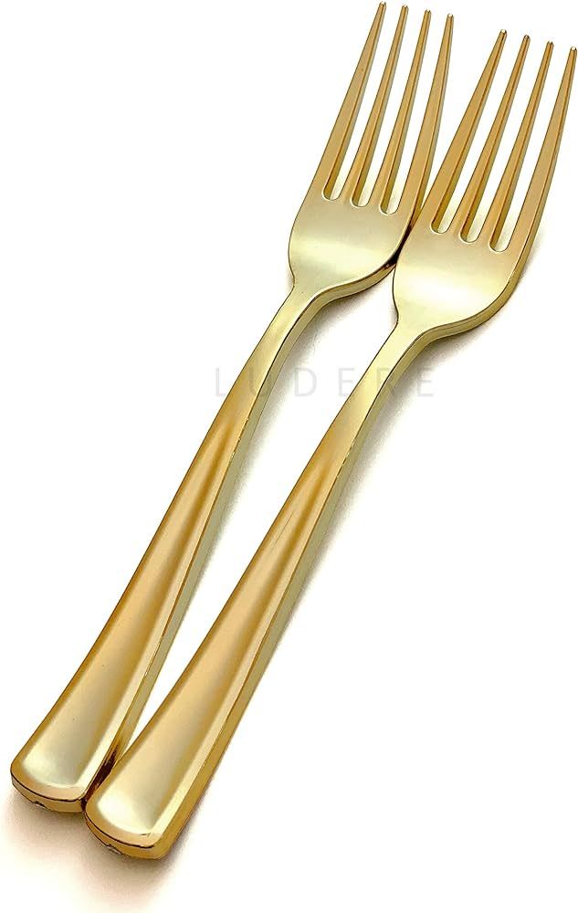50 Piece Premium Gold Plastic Forks | Extra Heavy Duty with Bright Shiny Finish | Convenient and ... | Amazon (US)