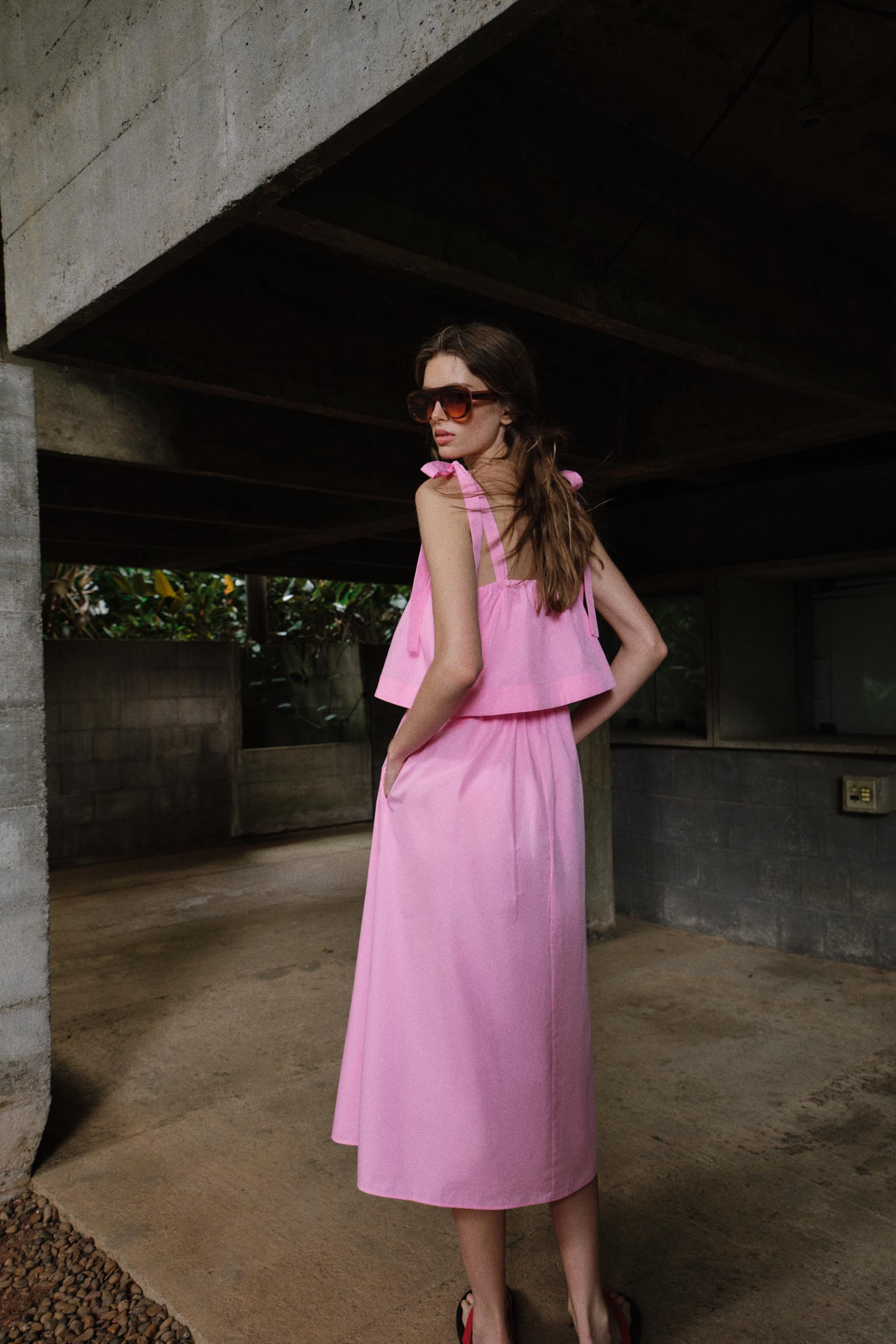 MIDI POPLIN DRESS WITH BOWS | Zara UK