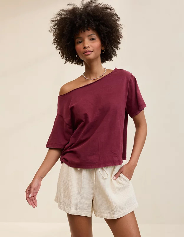 Aerie Off-The-Shoulder Relaxed Tee | Aerie