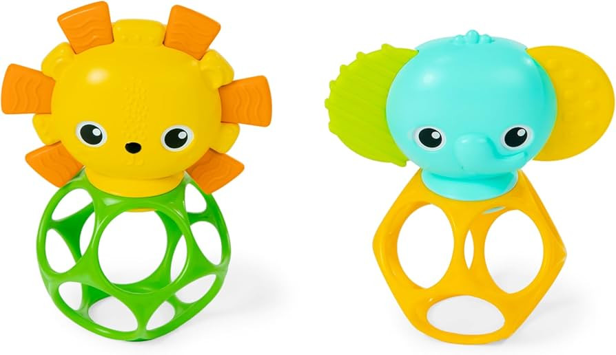 Bright Starts Soother Pals Easy-Grasp Teether Toys, 2-Pack Lion and Elephant Characters, BPA Free... | Amazon (CA)