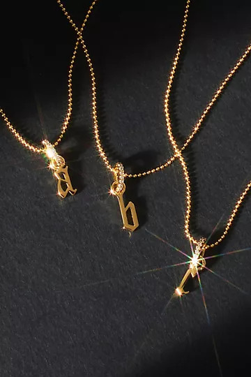 14k Gold Monogram Pavé Necklace | Anthropologie (US)