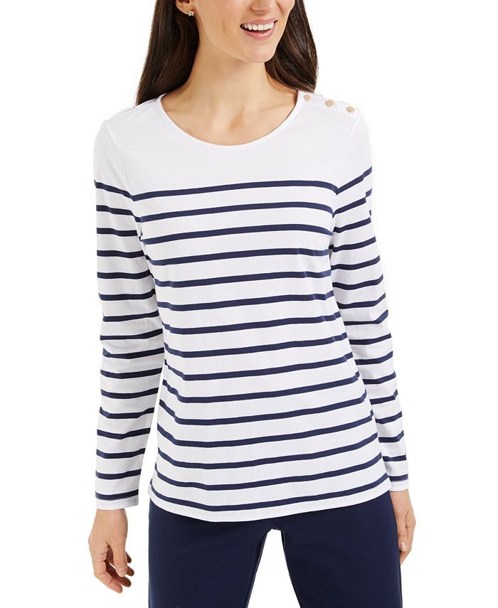Charter Club Cotton Striped Top, Created for Macy's & Reviews - Tops - Women - Macy's | Macys (US)