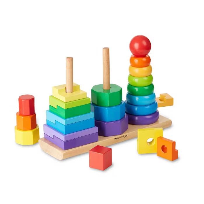 Melissa & Doug Geometric Stacker - Wooden Educational Toy | Target