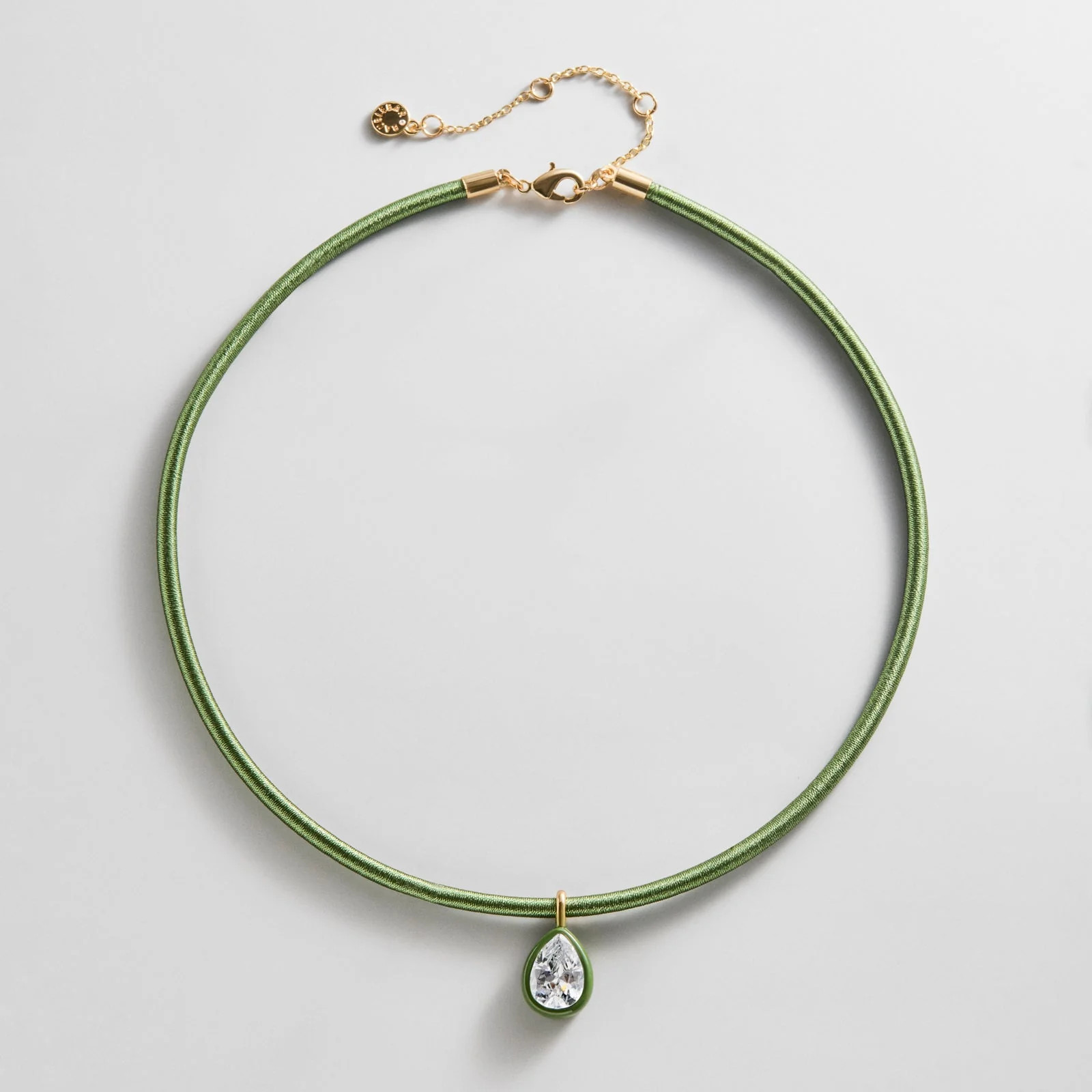Lindsey Crystal Collar Necklace - Olive Green | BaubleBar