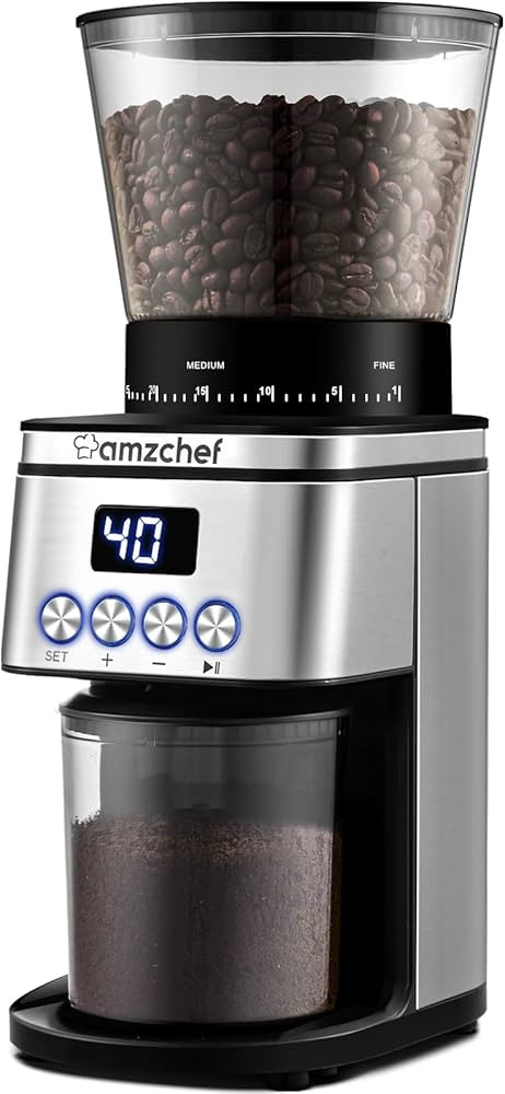 Conical Burr Coffee Grinder 30 Precise, Coffee Grinder with LED Screen & Anti-static Device, Adjustable Burr Grinder for 1-12 Cups or 1-40 Seconds | Amazon (US)