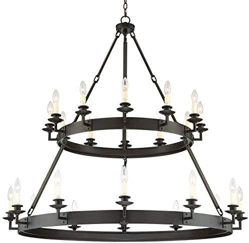 Parkham Bronze Metal 2-Tier Wagon Wheel Chandelier 48 1/4" Wide Western Industrial 24-Light Fixture  | Amazon (US)