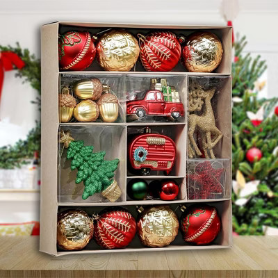60pc Rustic Christmas Adventure Ornament Bauble Set, Camping Truck, Acorns, Woods Theme| OrnamentallyYou | Target