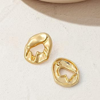HESSAWELL Gold Drop Earrings Geometric Hoop Earrings for Women Gold statement Hoop Stud Earring Y... | Amazon (US)