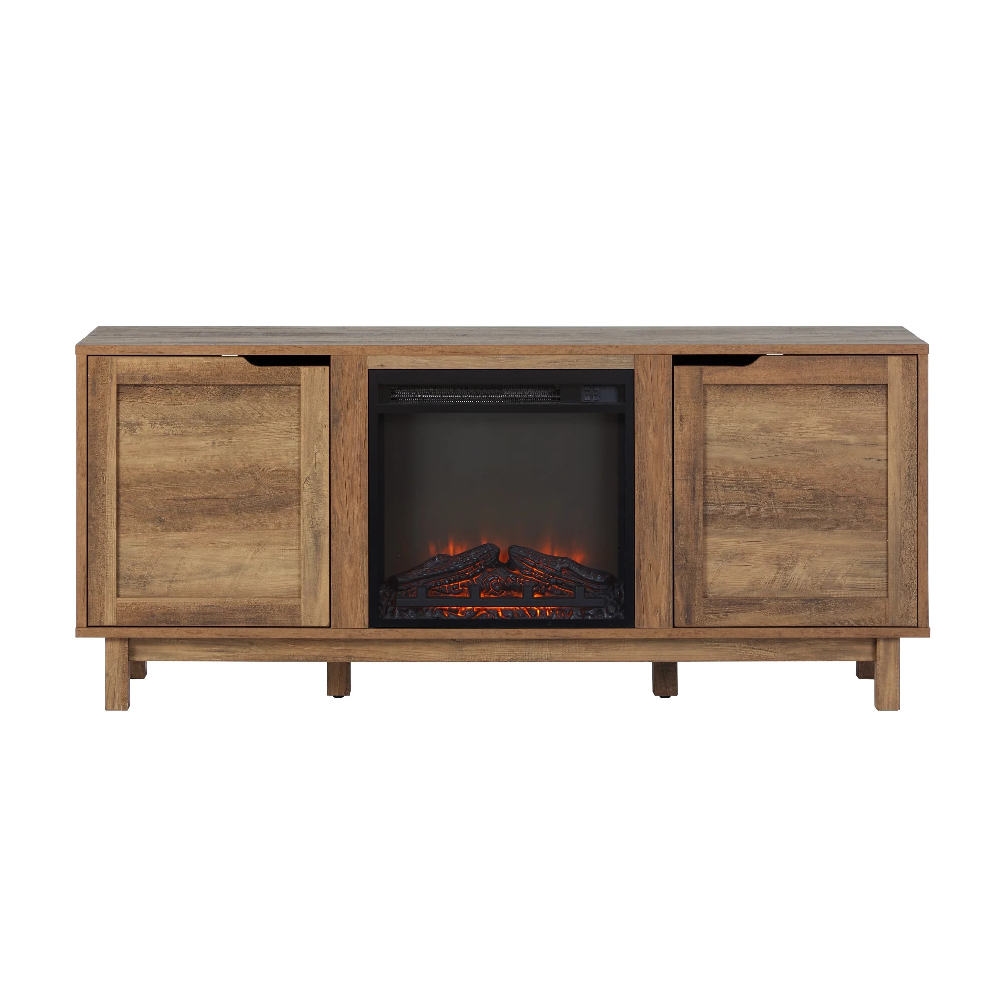 Walker Edison Transitional 2-Door Fireplace TV Stand for TVs up to 65”, Reclaimed Barnwood | Walmart (US)