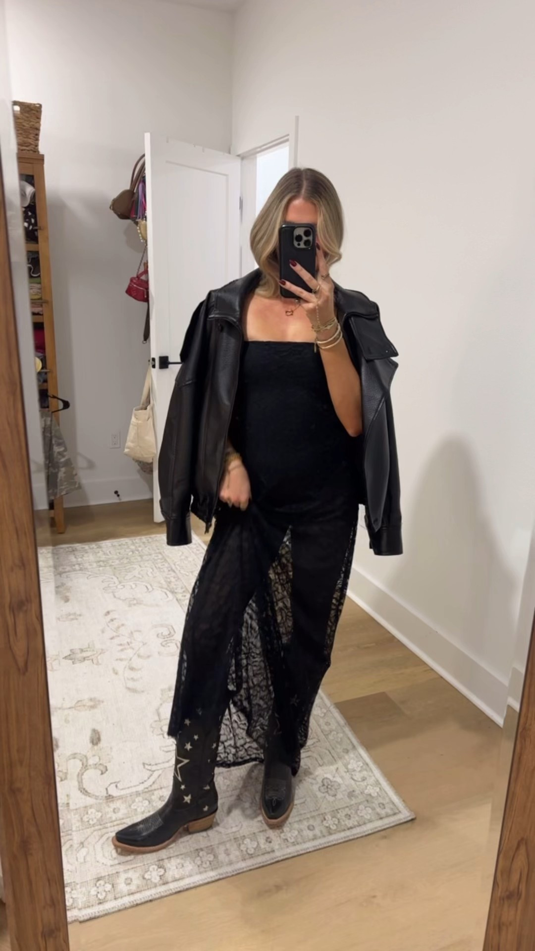 New Year’s Eve outfit! NYE! My dress is old from @shop.AFRM it’s a sheer lace black dress and I layered my fleece lined tights and my Amazon black leather jacket with my free bird boots  

#LTKSeasonal #LTKootd #LTKHoliday