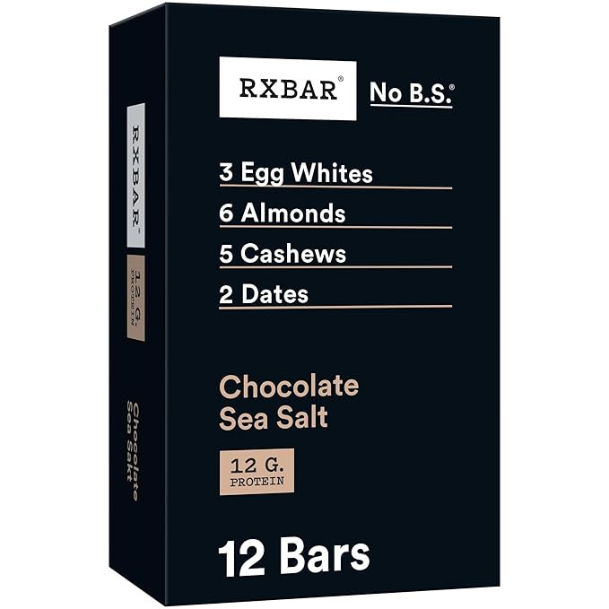 RXBAR Protein Bars, Protein Snack, Snack Bars, Chocolate Sea Salt, 22oz Box (12 Bars) | Amazon (US)