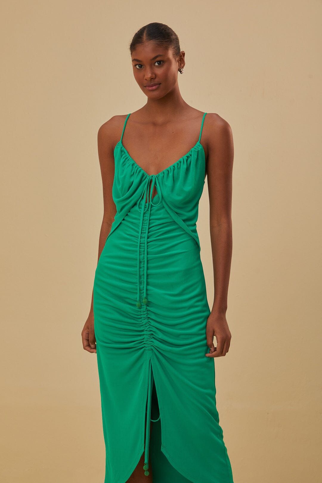 Green Cut-Out Sleeveless Midi Dress | FarmRio