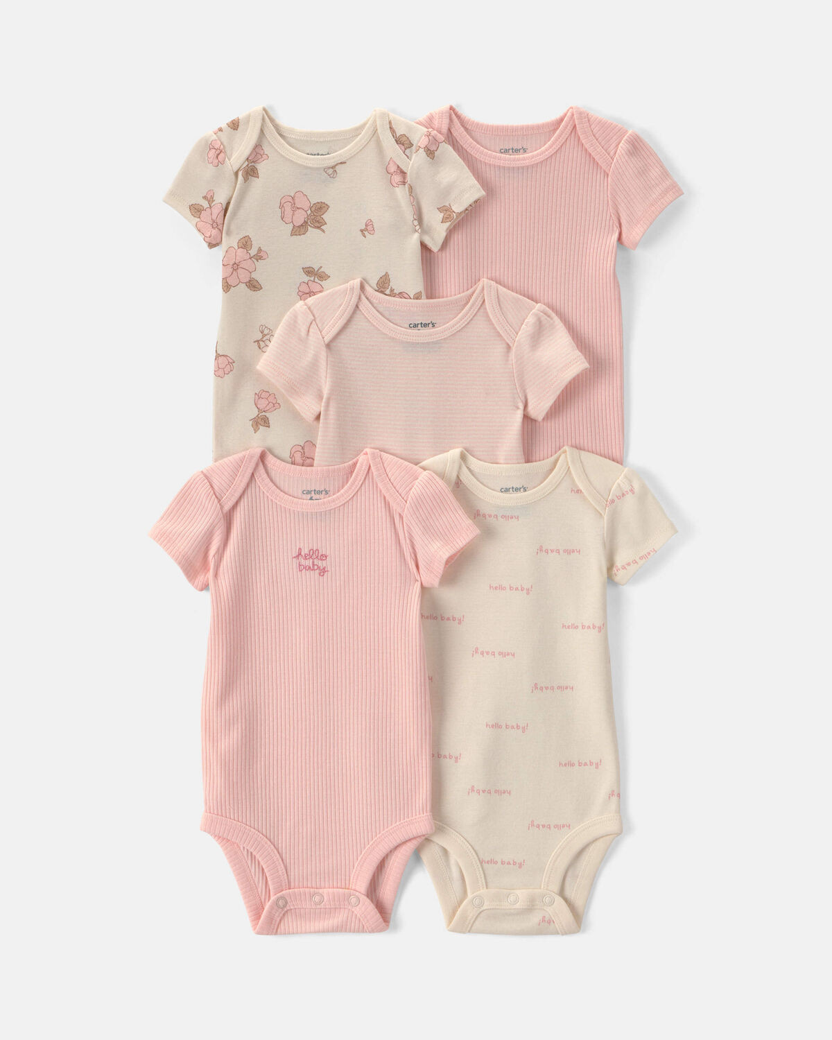 Baby Girl 5-Pack Floral Multipack Bodysuits - Pink/Ivory | Carter's Inc