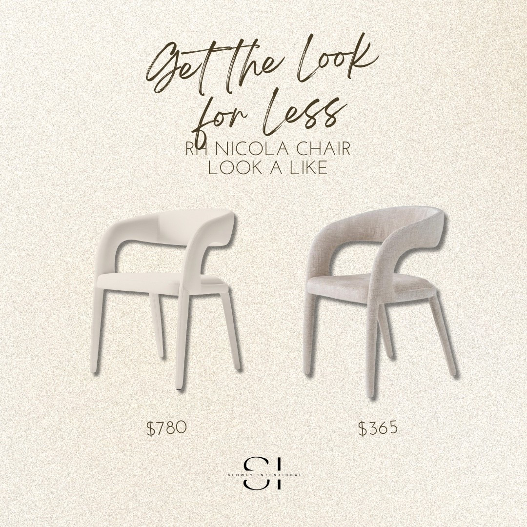 I found the perfect high-end look for less with this RH Nicola chair lookalike! You get that beautiful, sculptural mid-century vibe with the curved back and wrapped legs, but for way less than the original $780 price. This $365 version is just as stunning and fits right into any modern farmhouse or organic modern home. It's the best designer find for anyone who wants a luxe feel without breaking the bank. I love how these chairs add so much style to a dining room while still being practical and comfortable for everyday use. Check out these gorgeous options to upgrade your space on a budget!

#LTKHome