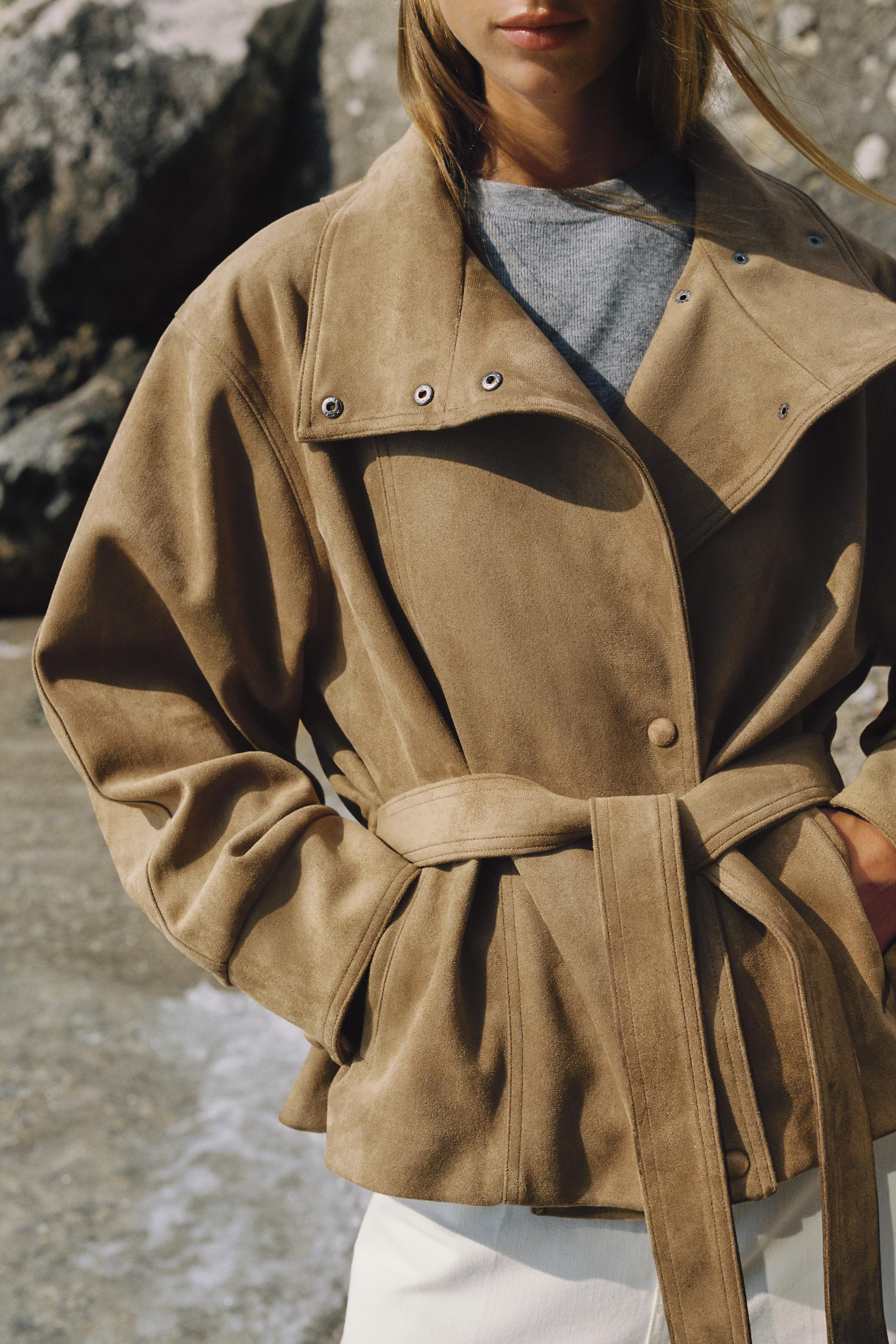 FAUX SUEDE BELTED JACKET | Zara US