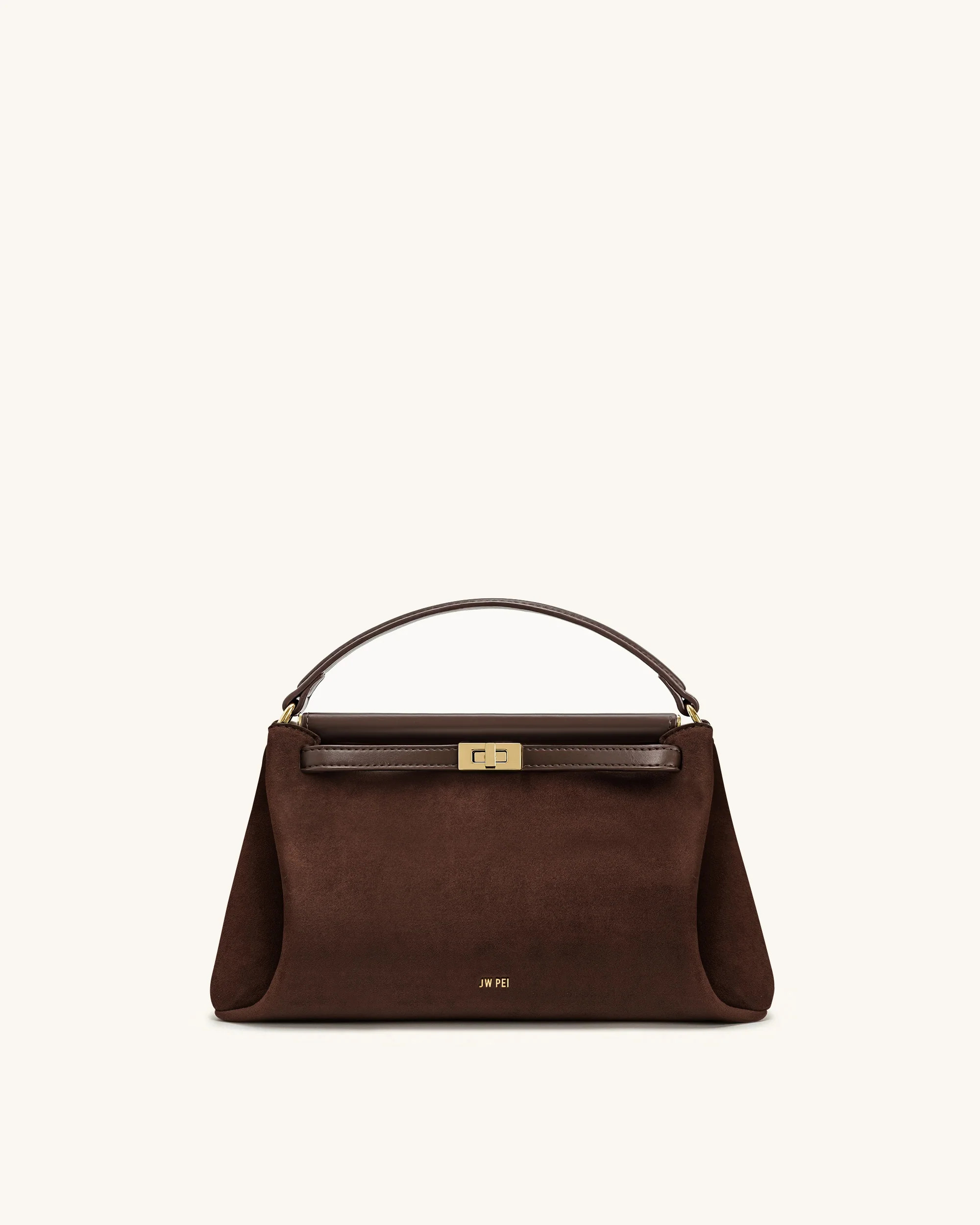 Carmen Faux Suede Top Handle Bag - Dark Brown | JW PEI US
