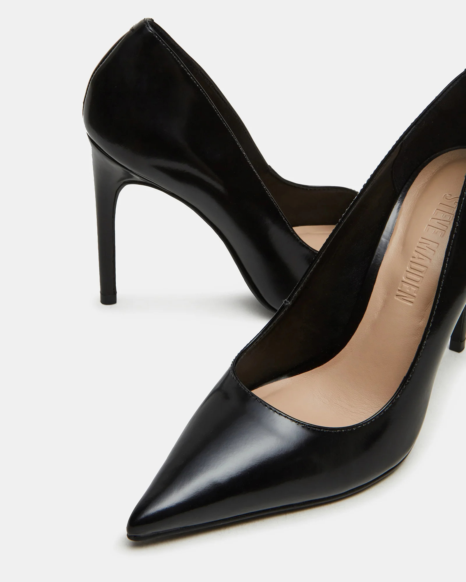NOIR Black Leather Pointed-Toe Stiletto Pump Women's Heels | Steve Madden (US)