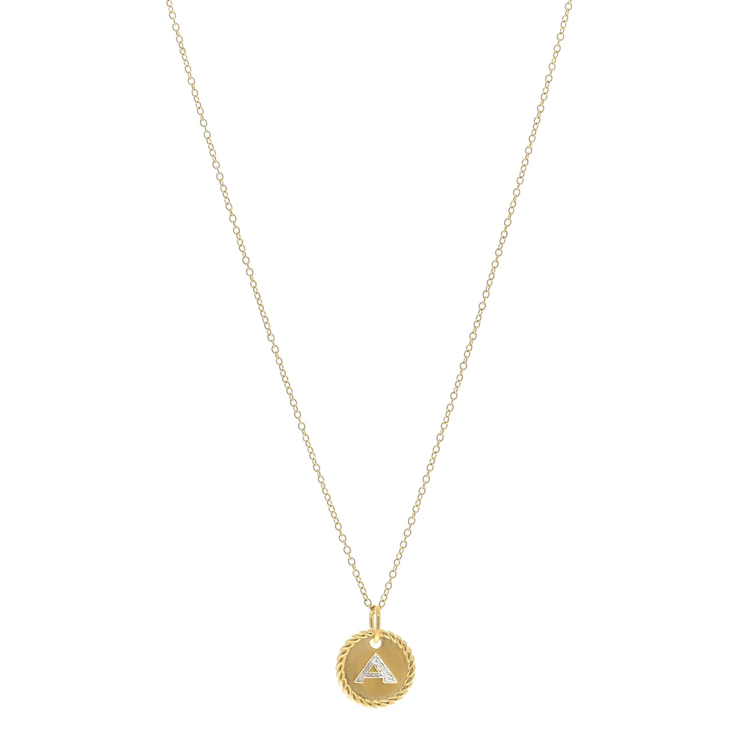 18K Yellow Gold Diamond Initial A Charm Necklace | FASHIONPHILE (US)