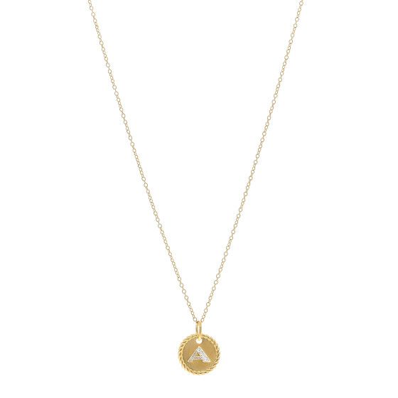 18K Yellow Gold Diamond Initial A Charm Necklace | FASHIONPHILE (US)